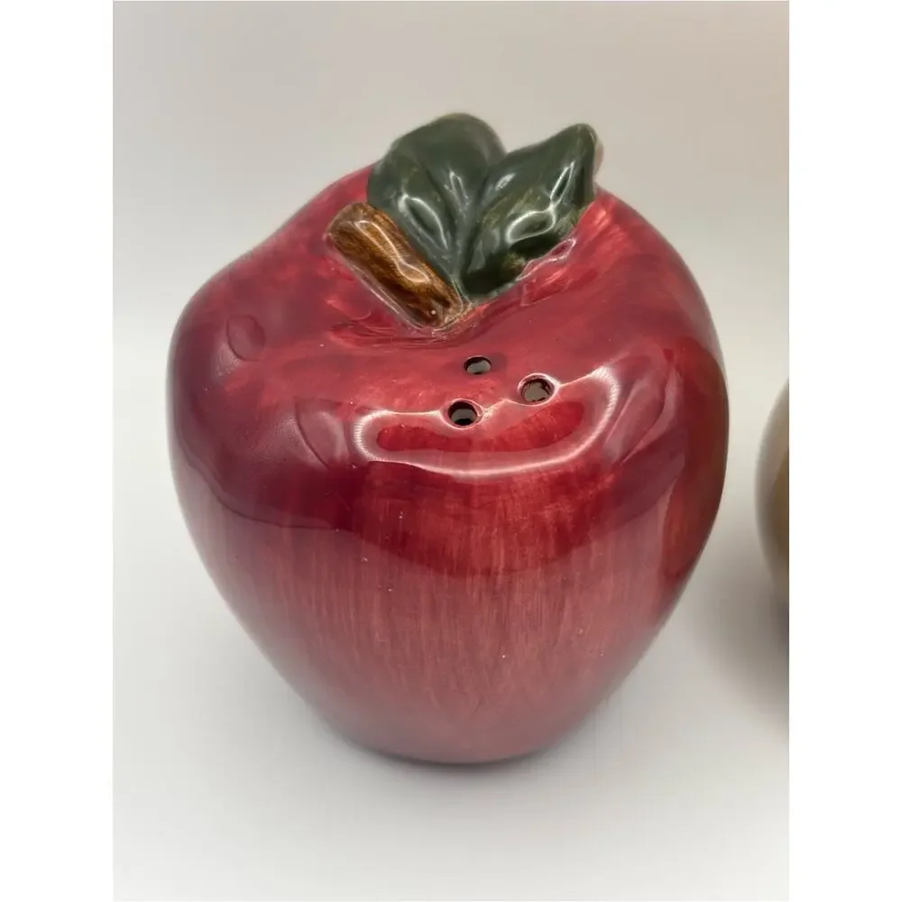 Ceramic Apple & Pear Salt & Pepper Shaker Set, Cottagecore Kitchen Accents